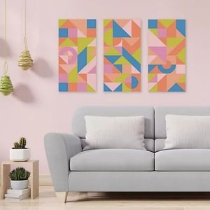 Wild Sage Geo Canvas Wall Art (Set of 3) NWT